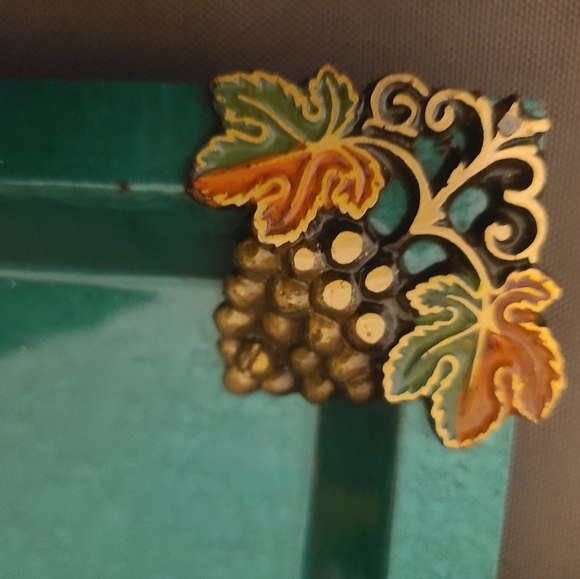 Vintage Oppenheim Israel Green Enamel Gold Brass Decorative Matzoh Tray - Picture 8 of 11